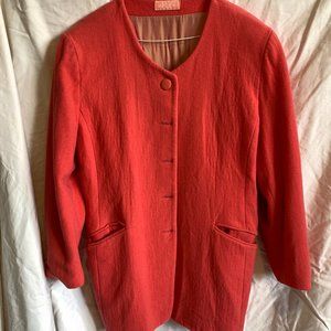 Pink wool lined Jacket, shoulder pads, vintage, size L, with hidden pockets